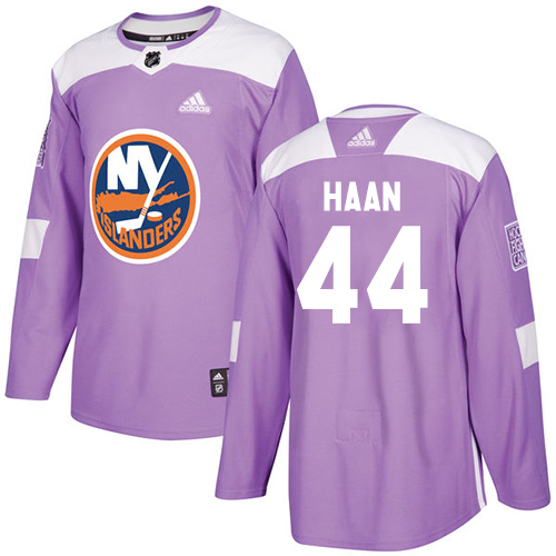 Adidas Islanders #44 Calvin De Haan Purple Authentic Fights Cancer Stitched NHL Jersey
